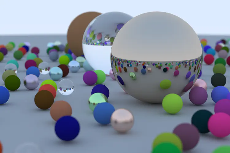 A rendering from my CPU path tracer. Code adapted from Peter Shirley\'s Ray Tracing Weekend book series.[{{< icon name="github" pack="fab" >}}](https://github.com/seansiddens/PathTracer)