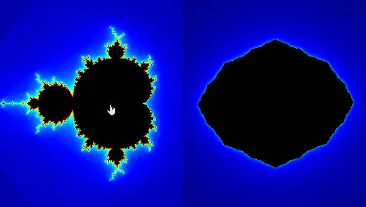 Exploring the relationship between Mandelbrot and Julia sets. Made in [Shadertoy](https://www.shadertoy.com/view/3tyyz3).